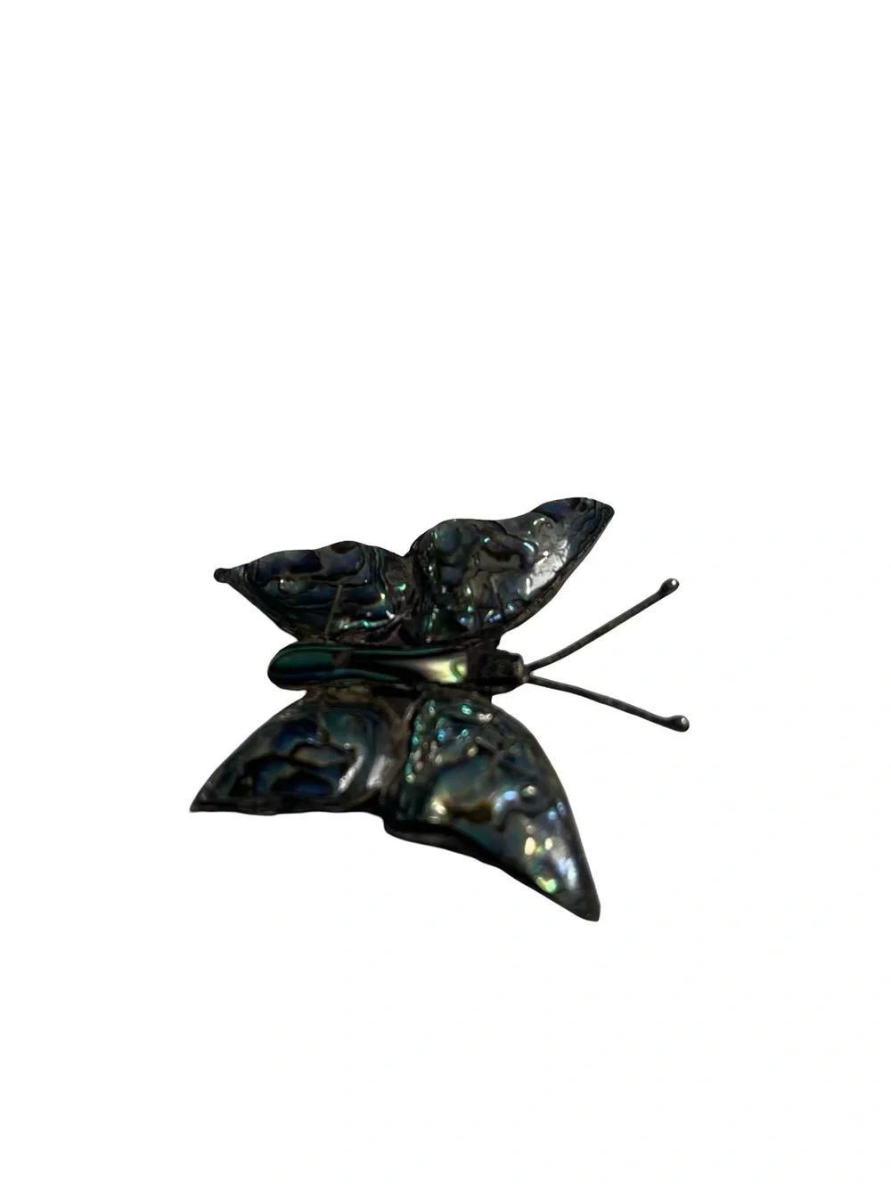 Vtg Signed SJB Taxco Mexico 925 Sterling Silvr Abalone Butterfly Brooch Pin 5.8g